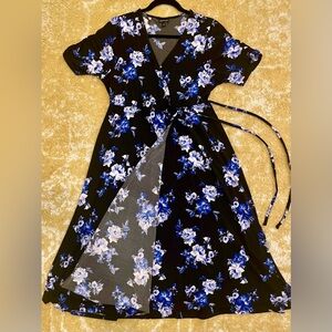 Torrid Black and Blue Floral Midi Dress